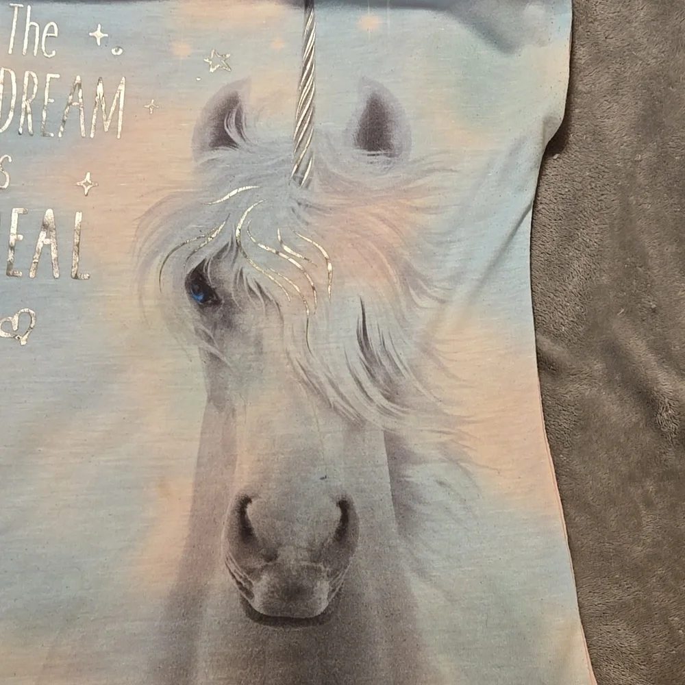 Kids Unicorn Graphic Tee - Blue and Pink: B